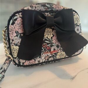 Karl Lagerfeld Black and Pink Floral Crossbody Bag